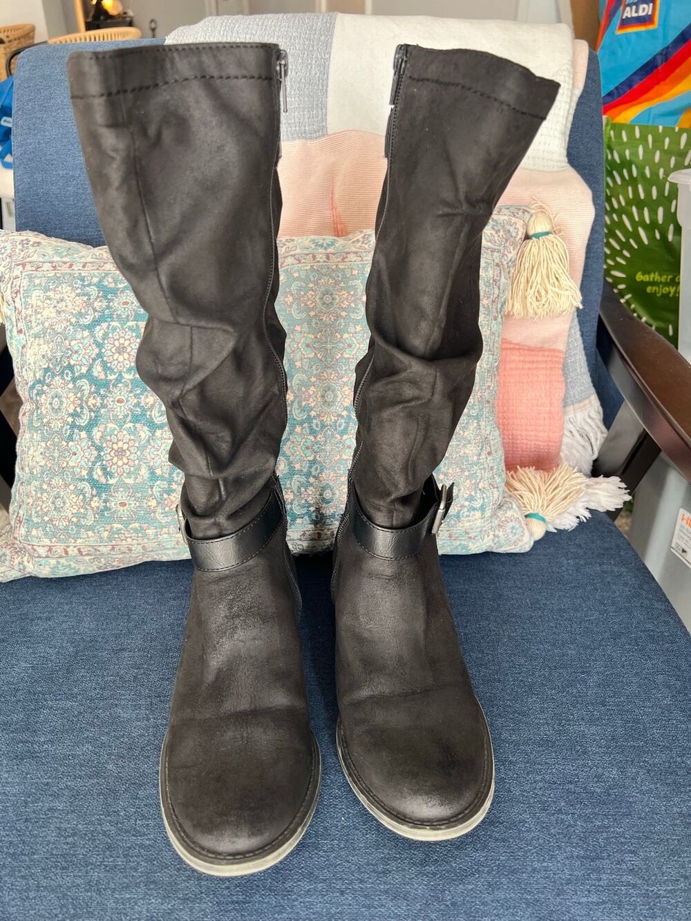Sonoma Goods For Life Women’s Black Knee High Riding Boots Size 7 M Buckle